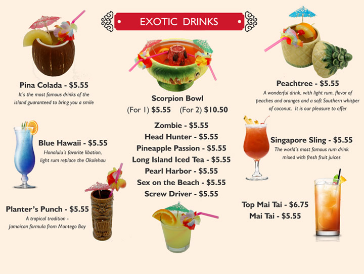 Exotic Drinks Golden Tao Restaurant